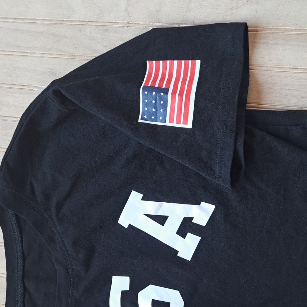 USA 100% Cotton Patriot Graphic Cropped Basic Y2k Stretch Oversized T-Shirt - Picture 3 of 8